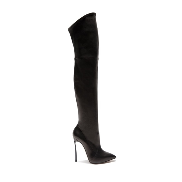 $2400 RARE CASADEI BLADE OVER THE KNEE THIGH HIGH BLACK LEATHER BOOTS EU40 - Picture 4 of 11